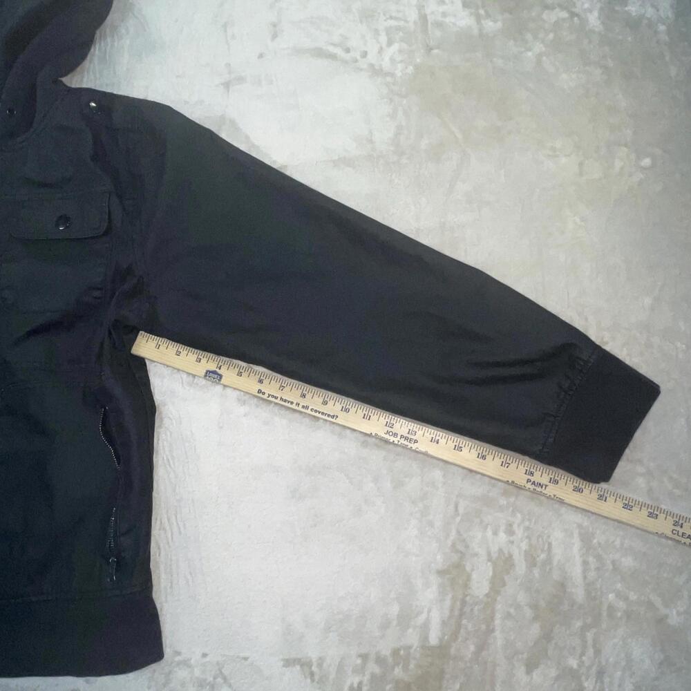 EMPYRE Clothing Company Mens Full Zip Utility Black Bomber Jacket w/ Hoodie Sz L - Picture 7 of 13